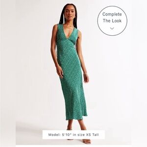 Abercrombie V Neck Column Maxi Dress Green Floral Size Small Tall